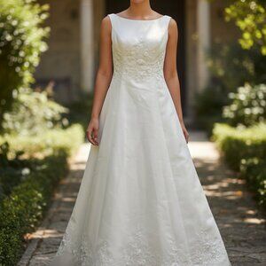 Ilissa White Wedding Dress by Demetrios Size 10